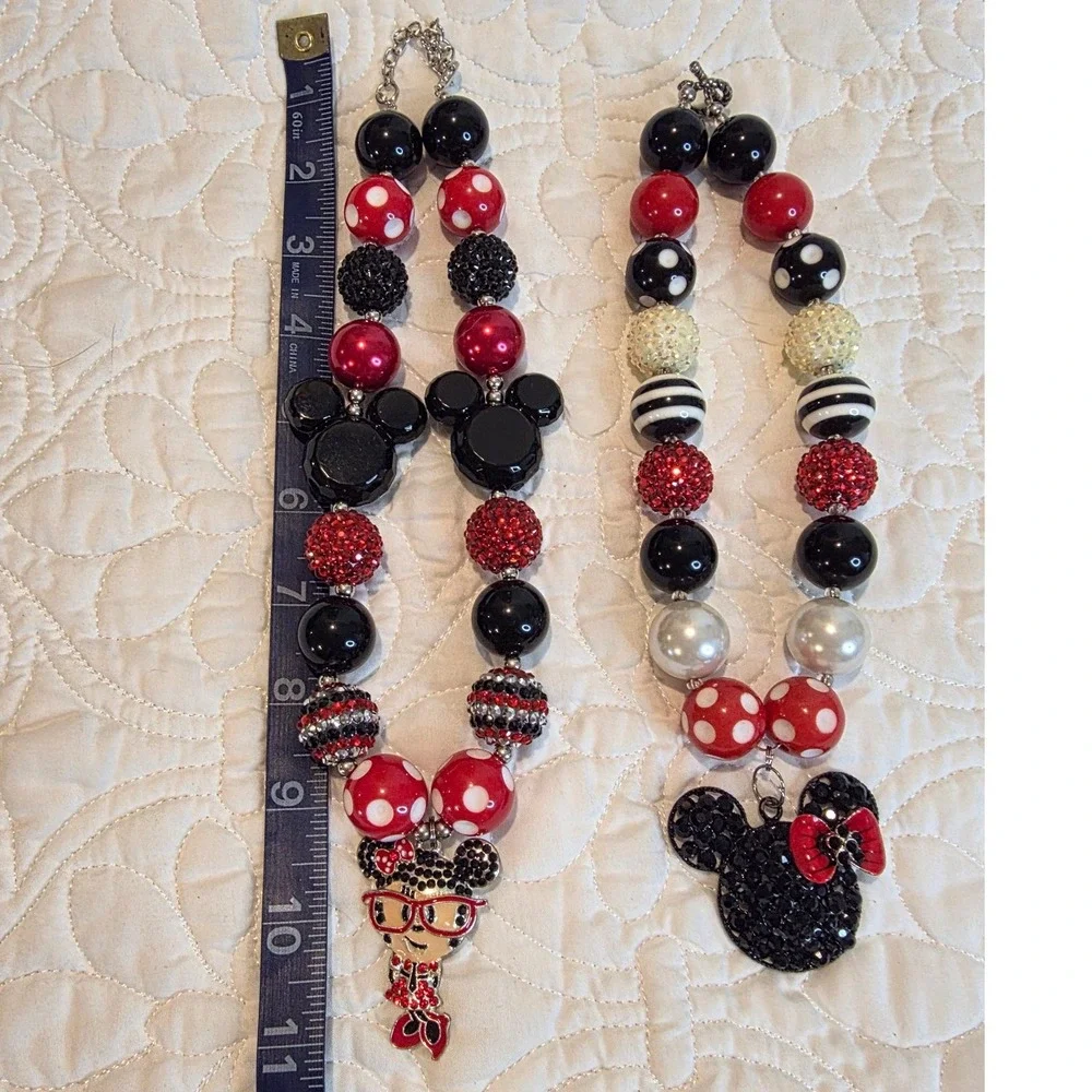 Minnie Mouse Necklace pair Disney vacation‎ Red Black White